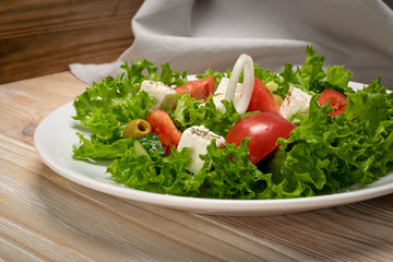 Greek Salad, Horiatiki or Village Salad with Feta Cheese
