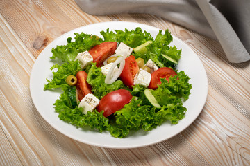 Greek Salad, Horiatiki or Village Salad with Feta Cheese