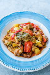 Turkish Kebap Orman Kebabi / Kebab with Cubed Meat and Vegetables Stew.