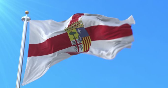 Flag of the spanish province of Zaragoza in Arag&oacute;n, Spain - Loop