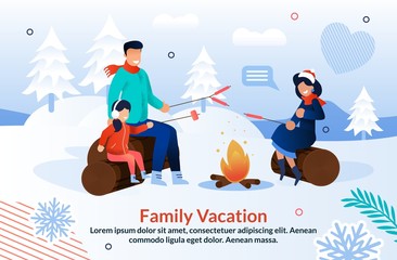 Family Joyfully Camping in Winter Season Poster