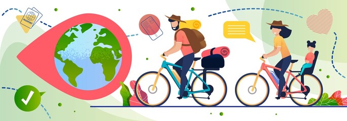 Obraz na płótnie Canvas Eco Travelling on Bicycles Around World Poster