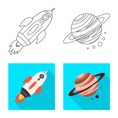Vector illustration of astronomy and technology symbol. Set of astronomy and sky stock vector illustration.