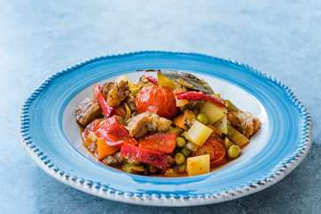 Turkish Kebap Orman Kebabi / Kebab with Cubed Meat and Vegetables Stew.