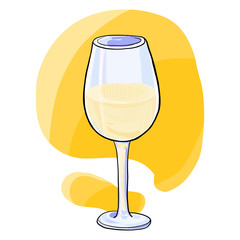 White wine glass hand drawn style vector illustration isolated on white