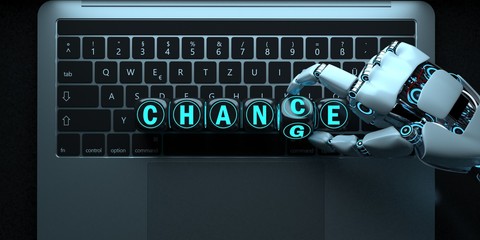 Notebook Robot Hands Chance Change