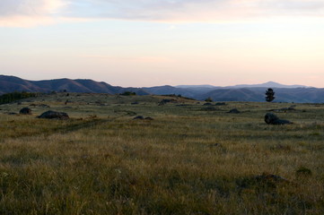 An evening in the Altai mountains near the Charysh River. Western Siberia