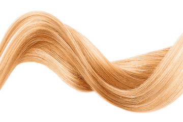 Fototapeta premium Blond shiny hair wave, isolated over white