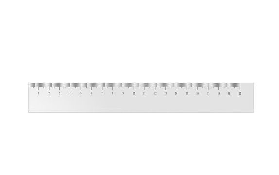 3d illustration of a transparent plastic ruler isolated on white