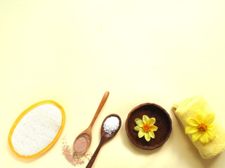 Spa composition on a yellow background