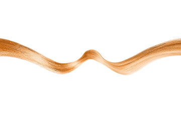 Blond shiny hair wave, isolated over white