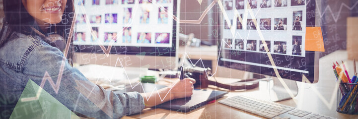 Composite image of stocks and shares