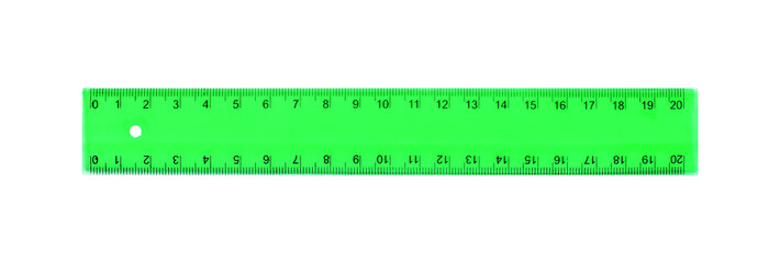 Science and education - Plastic green school ruler isolated