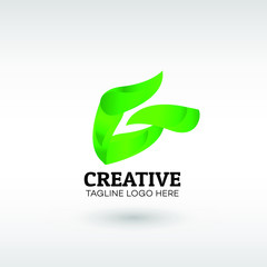 Green Leaf eco organic Latter Logo design Vector Illustration