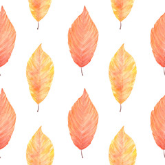 Pattern with autumn leaves watercolor paints. Background for textiles, packaging, notebooks, paper.