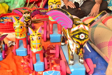 Clay made colorful birds doll