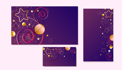 Set of Christmas cards snow background in blue and white colors