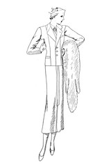 Representation of women's fashion in the 1920s - Vintage Illustration