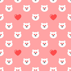white cute bears seamless pattern