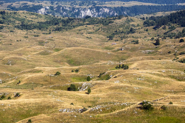 Obraz premium Summer mountain Durmitor National Park, Montenegro. Durmitor panoramic road.