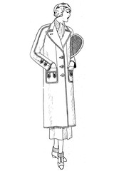 Representation of women's fashion in the 1920s - Vintage Illustration