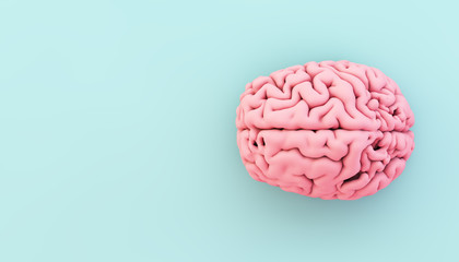 Fototapeta minimal pink brain on blue background obraz