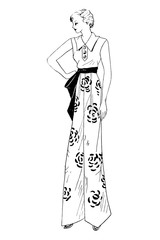 Representation of women's fashion in the 1920s - Vintage Illustration