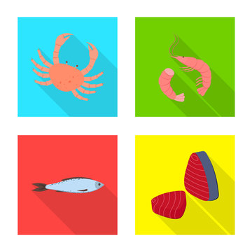 Vector design of product and ocean icon. Set of product and restaurant stock vector illustration.