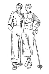 Representation of women's fashion in the 1920s - Vintage Illustration