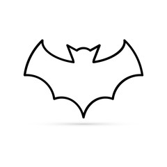 Black bat icon. Silhouette. Stencil, Halloween symbol. Flying bat cartoon vampire vector.