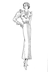 Representation of women's fashion in the 1920s - Vintage Illustration