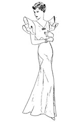 Representation of women's fashion in the 1920s - Vintage Illustration