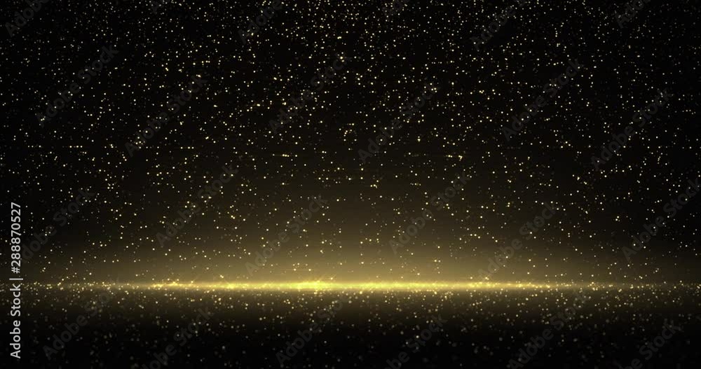 Aufkleber golden glitter rain with bokeh light and gold particles splash. golden sparks shimmer glow flow on l