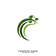 Creative green leaf logo template