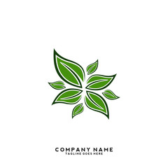 Creative green leaf logo template