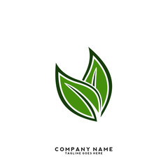 Creative green leaf logo template