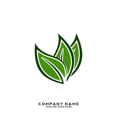 Creative green leaf logo template