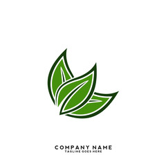 Creative green leaf logo template