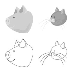 Isolated object of agriculture and breeding logo. Collection of agriculture and organic stock vector illustration.