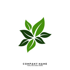 Creative green leaf logo template