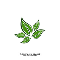 Creative green leaf logo template