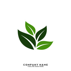 Creative green leaf logo template