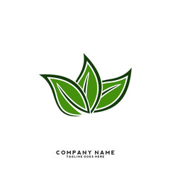 Creative green leaf logo template