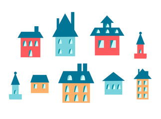 Vector advertising banner colorful houses.
