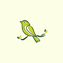 Bird Leaf Nature Illustration Icon Logo Design Template Element Vector