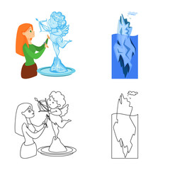 Vector illustration of texture and frozen icon. Collection of texture and transparent stock symbol for web.
