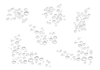 vector bubbles in realistic volumetric style. monochrome set of black and white 3d water drops, a symbol of freshness,  purity. art design elements isolated on white background for advertising, web,