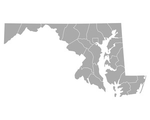 Karte von Maryland - obrazy, fototapety, plakaty