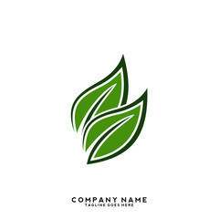 Creative green leaf logo template