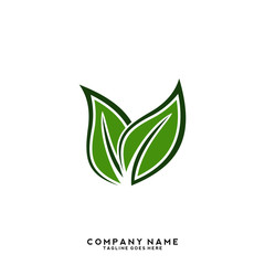 Creative green leaf logo template